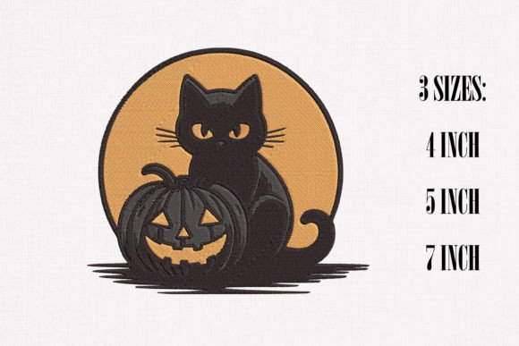 Black Cat Pumpkin 4 Halloween Embroidery
