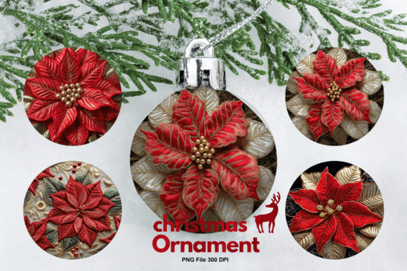 Christmas Ornament Flower Embroidery Set