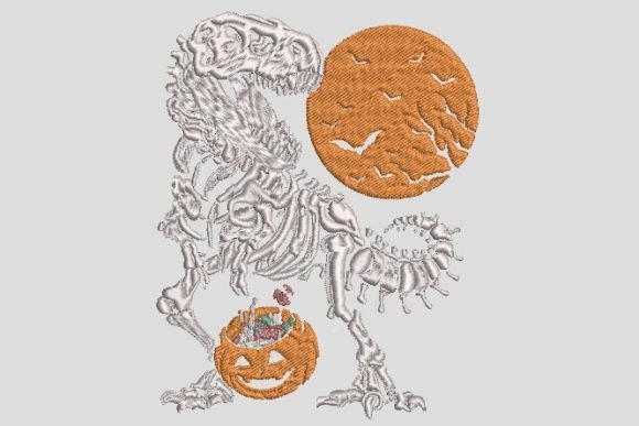 Dinosaur Fossils Halloween Embroidery