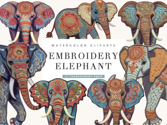 Embroidery Elephant Clipart Bundle Review
