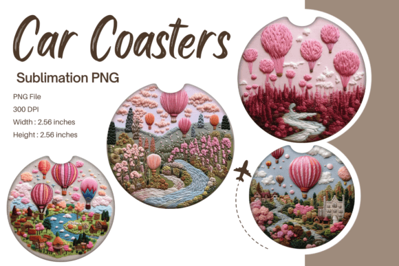 Hot Air Balloon Embroidery Car Coaster Design Review