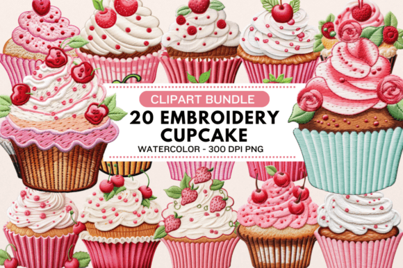 Review: Embroidery Cupcake Clipart Bundle